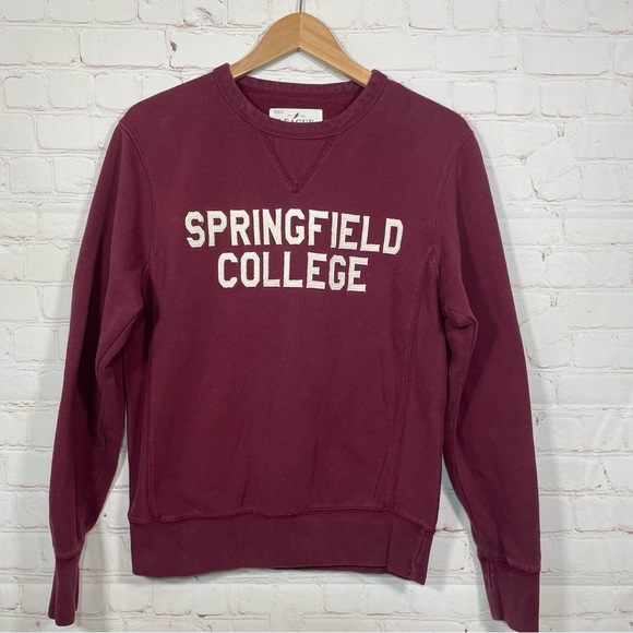 League Tops - Springfield College Sweatshirt Womens Small Maroon Embroidered Pullover